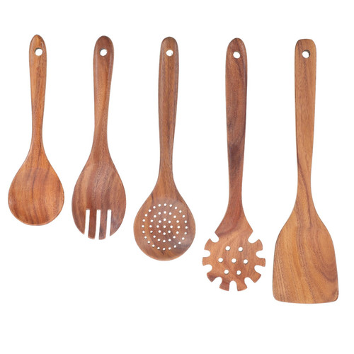 Zerodeko 1 Set Spoon Set Cooking Utensils Wood Soup Spoon Non- Stick Spatula Ladle Spaghetti Claw Nonstick Utensils Wood Turner Teak Kitchen Cookware Kitchen Utensils Scraper Wooden Rural