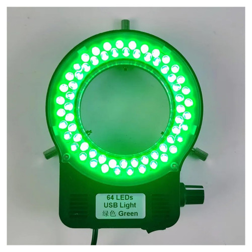 Microscope Kit USB Color 64 LED Ring Light Source Lamp Adjustable Monocular Trinocular Stereo Video Microscope Camera Microscope Lens Adapters (Color : Green)