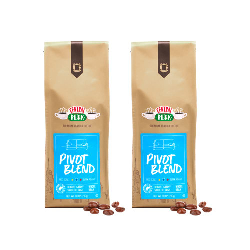 Central Perk Whole Bean Coffee - Medium Dark Roast Coffee - "Pivot Blend" 100% Arabica Coffee - 2 Bags (10oz)