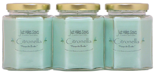 Citronella Scented Blended Soy Candle for Indoor Use by Just Makes Scents (Citronella 3-Pack)