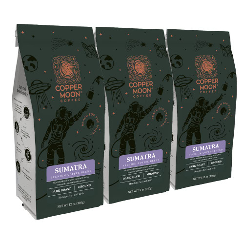 Copper Moon Ground Coffee, Dark Roast, Sumatra Blend, 12 Oz (Pack Of 3)