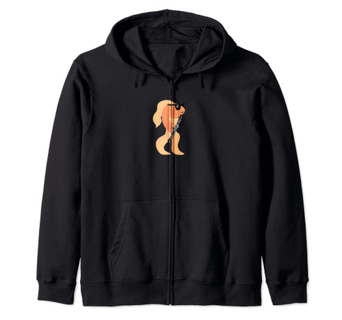 Funny Goldfish Wearing Sunglasses Playing Oboe Fish Zip Hoodie
