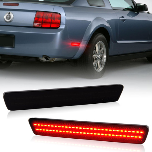 Gempro LED Side Marker Lights for 1999-2004 Ford Mustang Rear Bumper Marker Parking Lamps Smoked Len, 2PCS (Red Led)