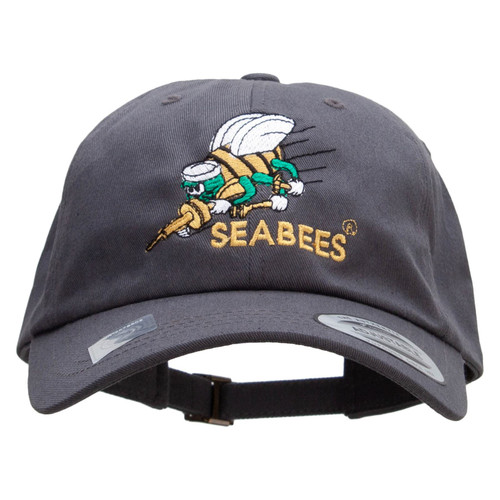 Licensed United States Navy Seabees Unstructured Low Profile 6 Panel Cotton Cap - Dk Grey OSFM