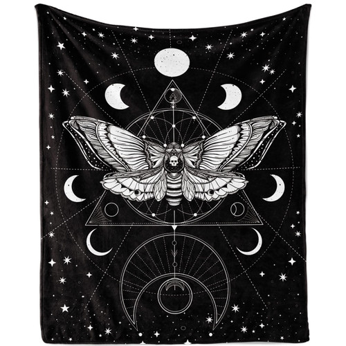 Moth Throw Blanket, Soft Gothic Death Moth Flannel Blanket, Cozy Plush Death Skull Blanket Boho Sun and Moon Blanket, Lightweight Skeleton Bones Blanket Gifts for Adults Bed Sofa Couch, 60"*80" Moth Throw Blanket, Soft Gothic Death Moth Flannel Blanket, Cozy Plush Death Skull Blanket Boho Sun and Moon Blanket, Lightweight Skeleton Bones Blanket Gifts for Adults Bed Sofa Couch, 60"*80"