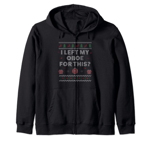 Oboe Ugly Christmas Funny Musician Oboe Player Xmas Zip Hoodie