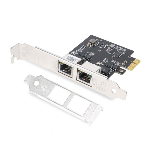 QSFPTEK 2.5GBase-T PCIe Network Adapter, RTL8125B, 2*RJ45 PCI-E Based Ethernet Network Interface Card, 2.5GBase-T Gigabit NIC with Standard and Low-Profile Brackets Included