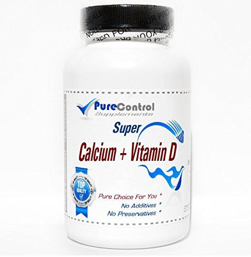 Super Calcium + Vitamin D 1500mg/1000IU // 200 Capsules // Pure // by PureControl Supplements