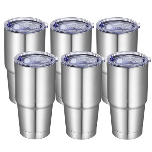 VEGOND 20 oz Tumbler with Lid and Straw, Stainless Steel Double Wall Vacuum Insulated Travel Mug Powder Coated Coffee Cup for Cold & Hot Drinks, Stainless Steel 6 Pack VEGOND 20 oz Tumbler with Lid and Straw, Stainless Steel Double Wall Vacuum Insulated Travel Mug Powder Coated Coffee Cup for Cold & Hot Drinks, Stainless Steel 6 Pack