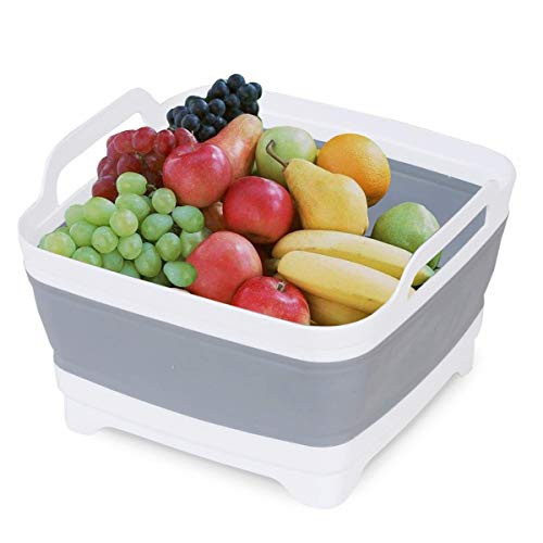 Foldable Strainer, Collapsible Dish Tub,DishPan Colander Over the Sink Dish Drainer Strainer, Fruits Drainer Basket Vegetable Sink Colander Draining Basket
