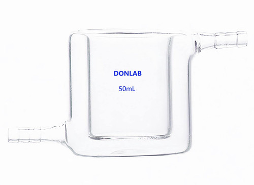 DONLAB CFG-0050 Glass 50ml Flat Bottom Jacketed Beaker Double-Layer Lab Reaction Beaker