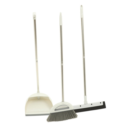 Gatuida 1 Set Broom Long Handle Dustpans Cleaning Tool Upright Dust Pans Cleaning Dustpan Tile Squeegee Garbage Dust Pans Home Cleaning Supplies Tools Floor Wipers White Office Metal