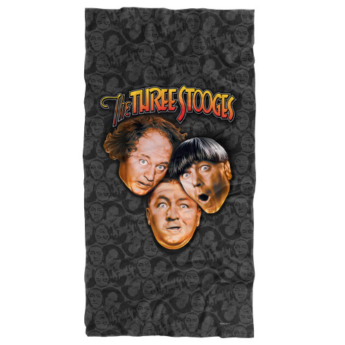 LOGOVISION Three Stooges Beach Towel, 30"x60", Stooges All Over Beach Towel