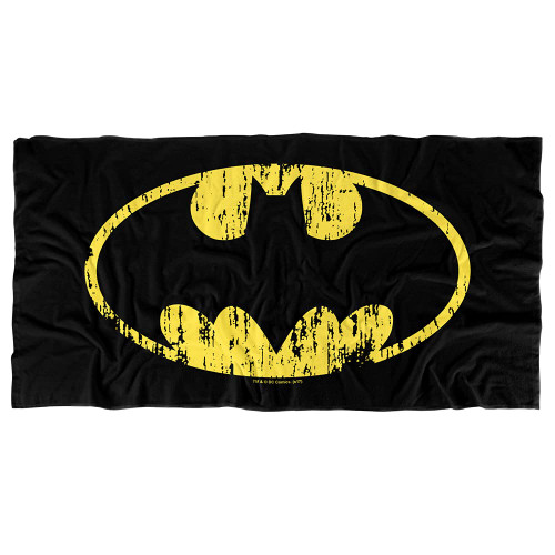 LOGOVISION Batman Classic Logo Distressed Officially Licensed Beach Towel 30" X 60"