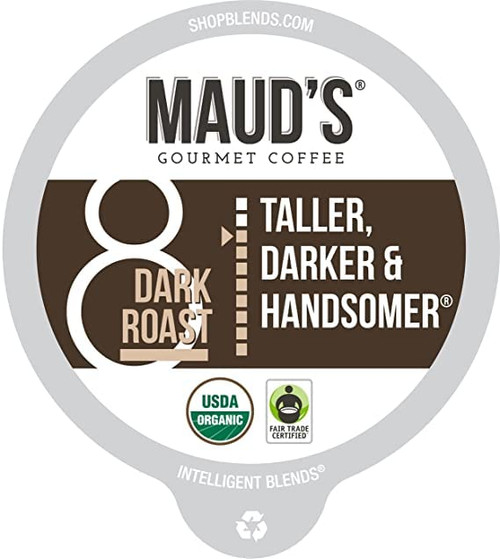 Maud's Organic Dark Roast Coffee Pods, 50 ct | Taller Darker & Handsomer | Fair Trade Single Origin | 100% Organic Arabica | Solar Energy Produced Recyclable Pods Compatible with Keurig K Cups Maker Maud's Organic Dark Roast Coffee Pods, 50 ct | Taller Darker & Handsomer | Fair Trade Single Origin | 100% Organic Arabica | Solar Energy Produced Recyclable Pods Compatible with Keurig K Cups Maker