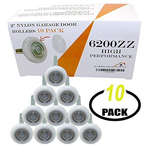 HardwareXsupply 2" Nylon Sealed Garage Door Rollers, 6200ZZ High Performance Ball Bearing 4" Stem (10 Pack)