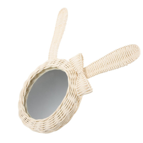 PRETYZOOM Rattan Mirror Pendant Multifunction Vanity Mirror Delicate Indoor White Small Makeup Mirror Decorative Vanity Mirror Ornament Small Mirror Rattan Woven Mirror Rattan