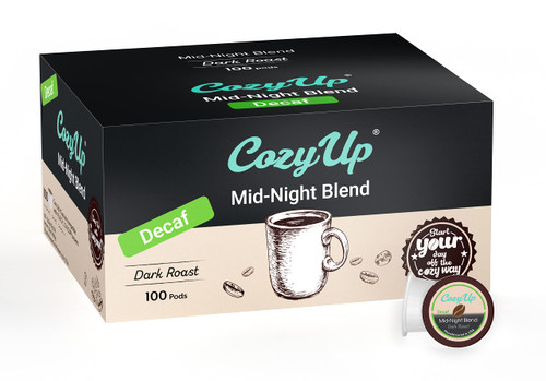 CozyUp Decaf Midnight Dessert Blend, Single-Serve Coffee Pods Compatible with Keurig K-Cup Brewers, Dark Roast Coffee, 100 Count CozyUp Decaf Midnight Dessert Blend, Single-Serve Coffee Pods Compatible with Keurig K-Cup Brewers, Dark Roast Coffee, 100 Count