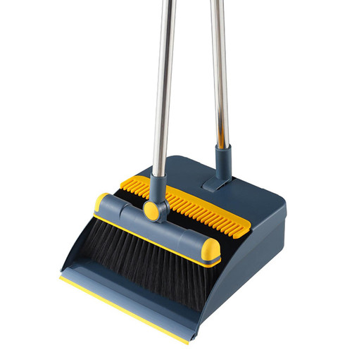 Dustpan, 1 PCs Upright Lobby Dust Pan, 180 degrees rotatable Upright Broom and Dustpan Combo with 3 layers broom, Foldable Flexible Dust Pan Sweep Set for Floor Cleaning in Offiice Home Lobby Floor,