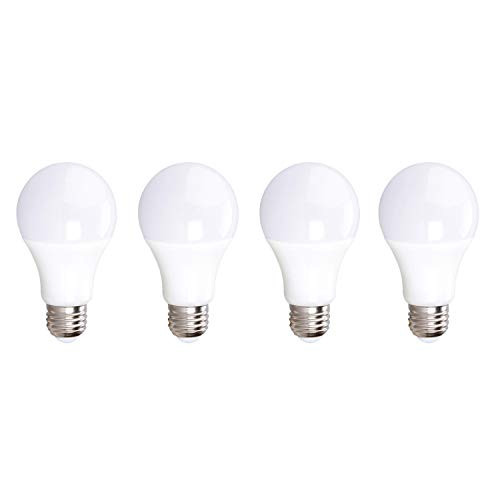 A19 LED Light Bulb, 10 Watt (60W Equivalent), 800 Lumens, Dimmable, 5000K Daylight, E26 Medium Base, 120V, Energy Star Certified, 4 Pack