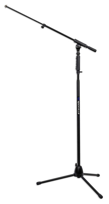 Rockville RVMIC3 Tripod Microphone Stand with Quick Release Hand Clutch & Boom, Black