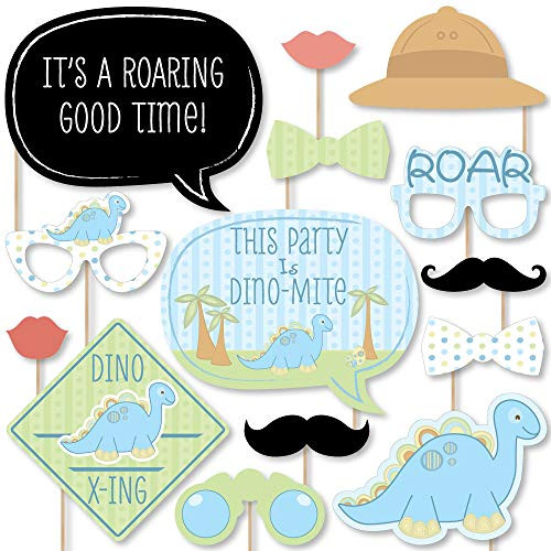 Big Dot of Happiness Baby Boy Dinosaur - Baby Shower or Birthday Party Photo Booth Props Kit - 20 Count