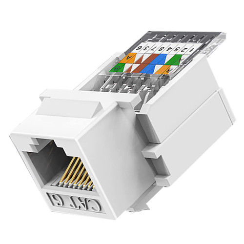 sxiiro (50-Pack RJ45 Cat6 Keystone Jack - Tool-Less No Punch Down Tool - Ethernet Wall Jack -Cat5e/6 Compatible - Cat6 Network Coupler - White