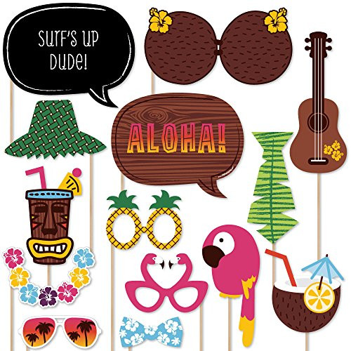 Big Dot of Happiness Tiki Luau - Tropical Hawaiian Summer Party Photo Booth Props Kit - 20 Count Big Dot of Happiness Tiki Luau - Tropical Hawaiian Summer Party Photo Booth Props Kit - 20 Count