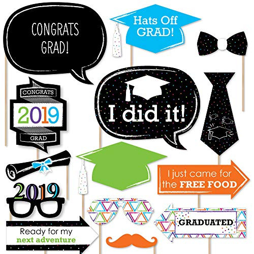 Big Dot of Happiness Hats Off Grad - 2019 Graduation Party Photo Booth Props Kit - 20 Count