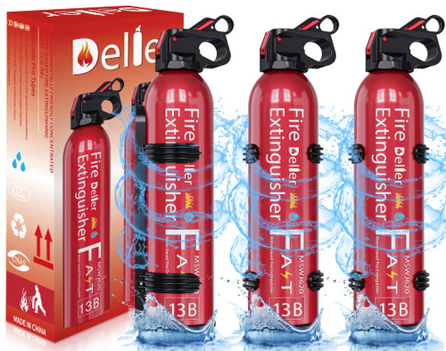 3 Pack Car Fire Extinguisher with Bracket 620ml, 4 in 1 Fire Extinguishers for Home Car Kitchen A/B/C/K Water-Based Fire Extinguisher for the House(13B)