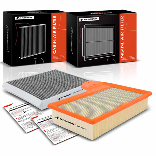A-Premium 2-PC Engine & Cabin Air Filter with Activated Carbon Compatible with Ford Mustang 2015-2017 2.3L 3.7L 5.0L, Mustang 2018-2022 2.3L 5.0L Replace# A48156, C38155