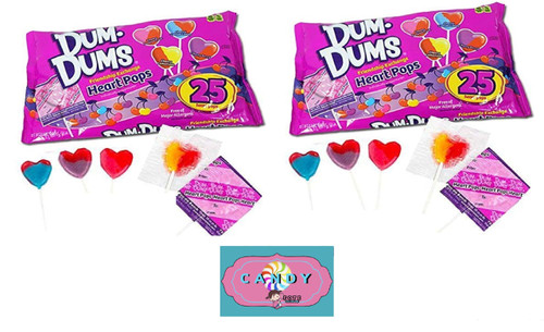 Dum Dums Heart Shaped Valentine's Day Lolllipops Friendship Classroom Exchange Pops - 50 Pops Dum Dums Heart Shaped Valentine's Day Lolllipops Friendship Classroom Exchange Pops - 50 Pops