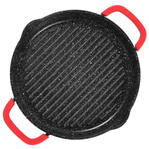 ESLITE LIFE Nonstick Grill Pan for Stove Tops, 11 Inch Ceramic Coating Round Grill Skillet Compatible with All Stovetops (Gas, Electric & Induction), PFOA Free, Black