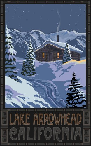 Northwest Art Mall Lake Arrowhead California Winter Mountain Cabin Artwork by Paul A. Lanquist, 11-Inch by 17-Inch