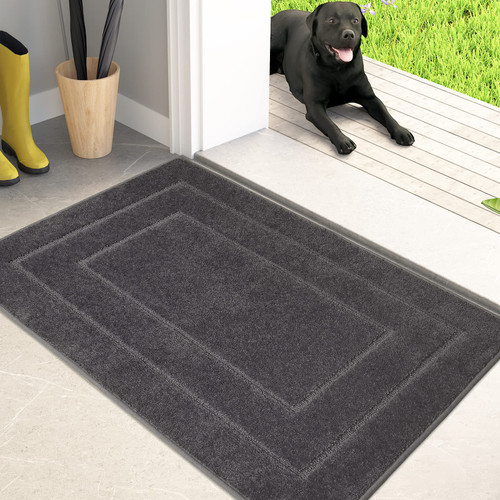 PURRUGS Dirt Trapper Door Mat 24" x 35.5", Non-Slip/Skid Machine Washable Entryway Rug, Dog Door Mat, Super Absorbent Welcome Mat for Muddy Wet Shoes and Paws, Grey PURRUGS Dirt Trapper Door Mat 24" x 35.5", Non-Slip/Skid Machine Washable Entryway Rug, Dog Door Mat, Super Absorbent Welcome Mat for Muddy Wet Shoes and Paws, Grey