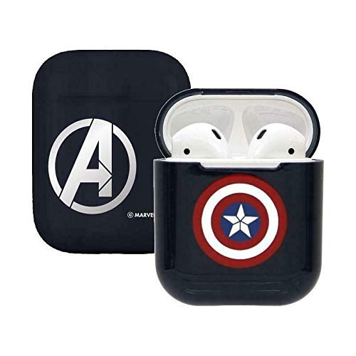 Camino Marvel Avengers Captain America Airpod Hard Case iPhone Airpods Accessories (Blue/Red Shield)