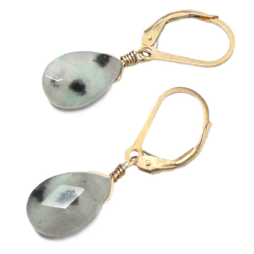 Sesame Jasper Briolette Gold-Filled Lever Back Earrings