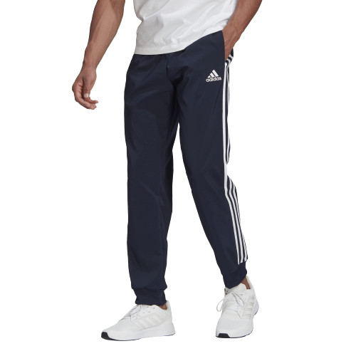 adidas Men's AEROREADY Essentials Tapered Cuff Woven 3-Stripes Pants, Legend Ink, Medium