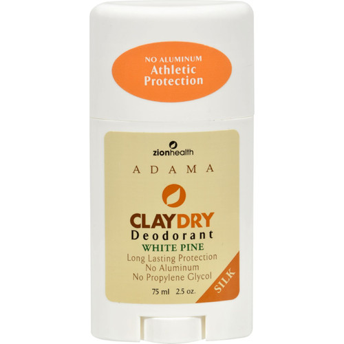 Zion Health Claydry Silk Deodorant - White Pine - No Aluminum - 2.5 oz (Pack of 2)