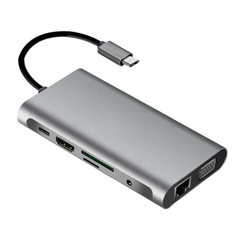 2023 10 Slots Hub Laptop Dock Type C HDMI VGA RJ45 PD Multi USB 3.0 Adapter Docking Station