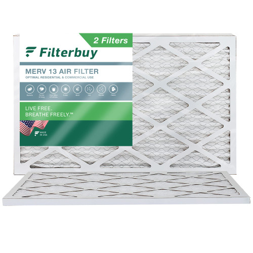 Filterbuy 16x25x1 Air Filter MERV 13 Optimal Defense (2-Pack), Pleated HVAC AC Furnace Air Filters Replacement (Actual Size: 15.50 x 24.50 x 0.75 Inches)
