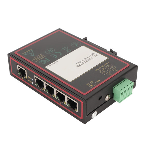 Industrial Ethernet Switch, 5 Ports 100Mbps DIN Guide Rail IP40 Protection Unmanaged Network Switch for Monitor Industry, 5 Adaptive RJ45 Ports, Redundant Power Input