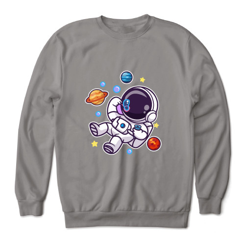 Astronaut Making Planet Soap Funny Gifts for Space Lovers Grey White Muticolor Unisex Sweatshirt