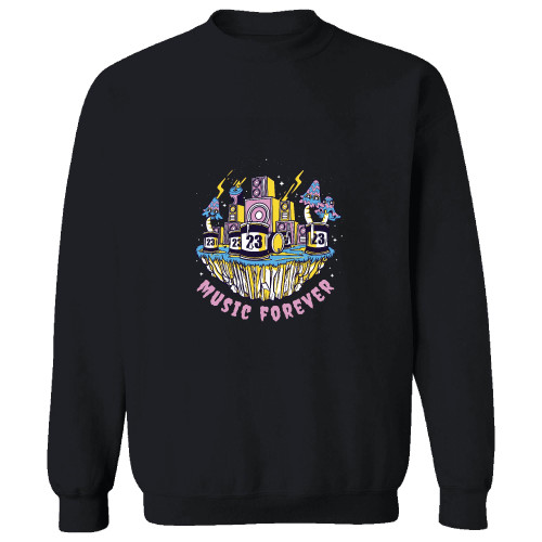 Music Themed Gift for Music Lovers Speakers and Mushrooms Illustration Quote Black Muticolor Unisex Sweatshirt Music Themed Gift for Music Lovers Speakers and Mushrooms Illustration Quote Black Muticolor Unisex Sweatshirt