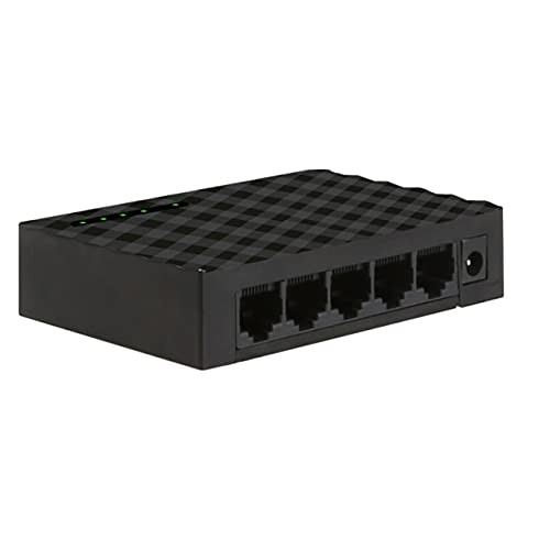 Connectors 5 Port Gigabit Switch 10/100/1000Mbps RJ45 LAN Ethernet Fast Desktop Network Switching Hub Shunt with EU/US Plug Power Adapter - (CN, Color: US Black)