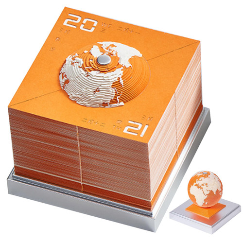 Time Piece Calendar 2024 3D Calendar 2024 DIY Earth Timepiece Calendar 2024 Desktop Tear Away Calendar Sculpture Non-sticky Artsy Pads for Home Office School Orange