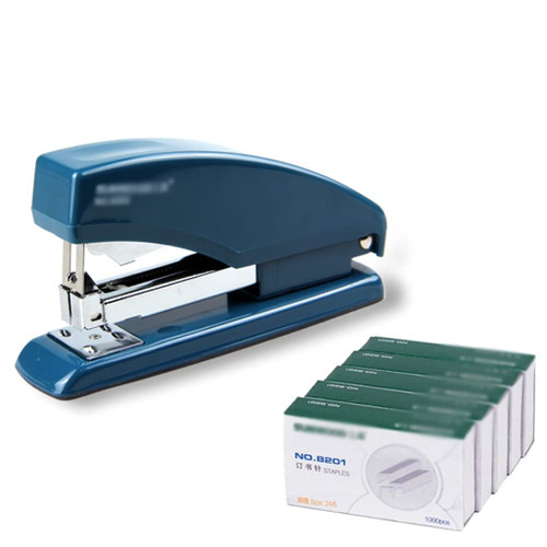 ZQNYDX Easy Stapling Labor-Saving Stapler Set 20 Sheet Capacity Portable Staplers with 5000 Standard Staples Safety Stapler Machine for Students No Effort (Color : Black)