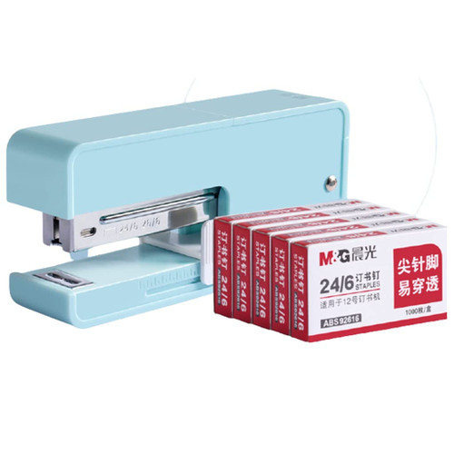 ZQNYDX No Effort Desktop Stapler Multifunctional - 25 Sheet Capacity with 5000 Standard Staples Safety Stapler for Students Easy Stapling (Color : Blue)