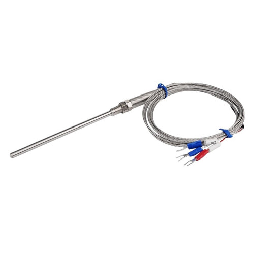 Stainless Steel Shield 10cm Probe Tube RTD PT100 Temperature Sensor with 2m 3 Cable Wires for Temperature Controller (Color : Cable Length 5m)