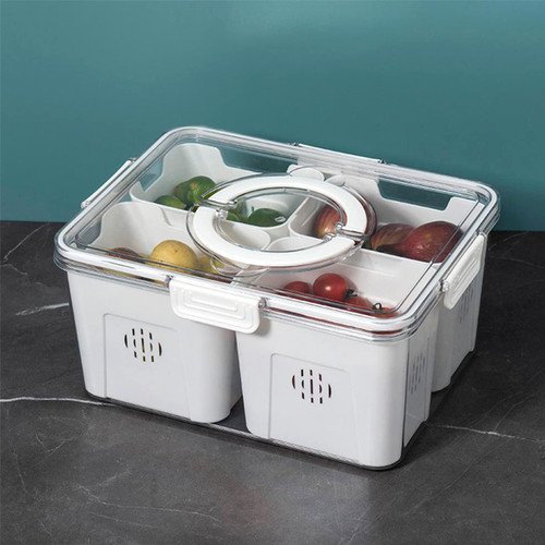 Refrigerator Organizer Bins, Stackable Refrigerator Organizer Bins, Plastic Storage Containers with Drain Baskets & Lid, Fridge Organizer for Fruits, Vegetable, Food, Drinks-white/Four compartments Refrigerator Organizer Bins, Stackable Refrigerator Organizer Bins, Plastic Storage Containers with Drain Baskets & Lid, Fridge Organizer for Fruits, Vegetable, Food, Drinks-white/Four compartments